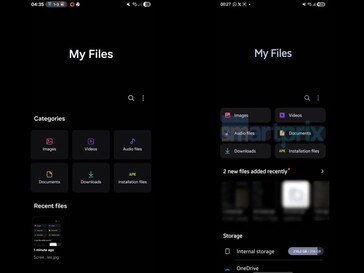 À gauche : l'application Mes fichiers sur One UI 7. A droite : L'application Mes fichiers sur One UI 8 (édité). (Source de l'image : Smartprix)
