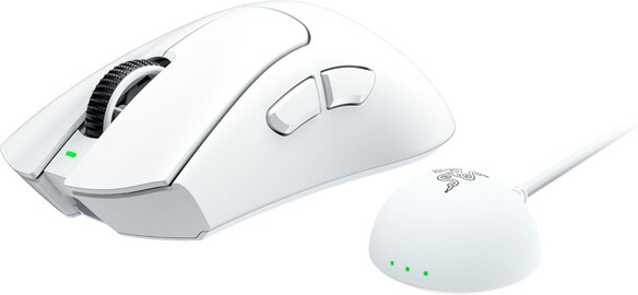 Razer DeathAdder V4 Pro avec dongle sans fil en blanc (Image source : Amazon)