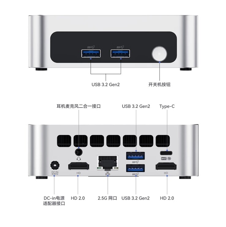 Le mini-PC Peladn WO5 dispose d’une gamme complète de ports, dont un port Ethernet 2,5G. 