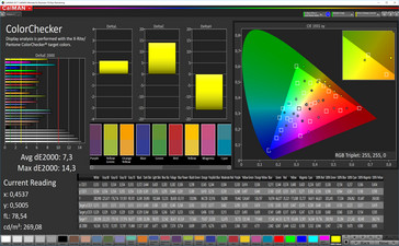 iPhone XS - CalMAN : ColorChecker - True Tone activé ; 15-20 lux ; sRVB.