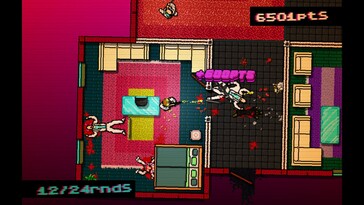 Sur la photo : une capture d'écran du jeu « Hotline Miami ».