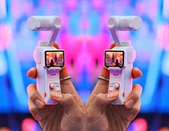 L'Insta360 Luna Ultra blanc dans les images de prise en main divulguées (éditées).