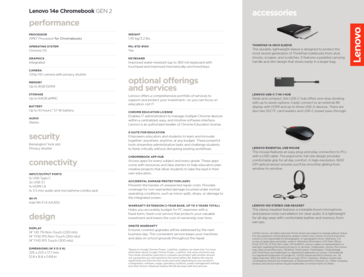 Lenovo 14e Gen 2 Chromebook - Spécifications. (Image Source : Lenovo)