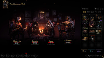 Image montrant quatre héros dans Darkest Dungeon II.