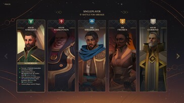 Une image montrant les factions dans Dune: Spice Wars.
