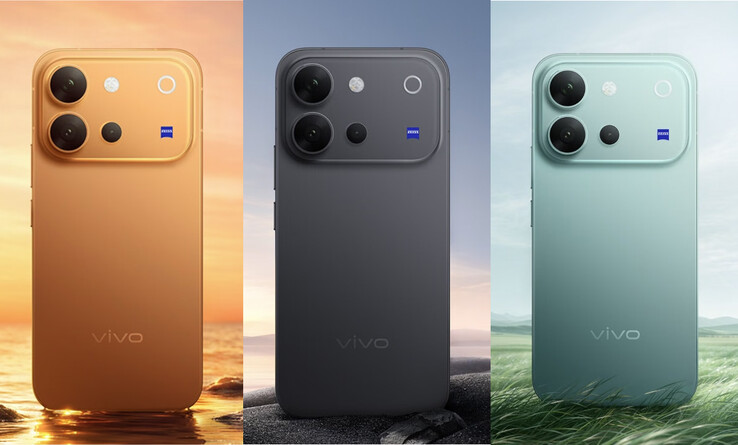 Vivo V8 dans les coloris Sunrise Anthem, Stellar Black et Horizon Blue