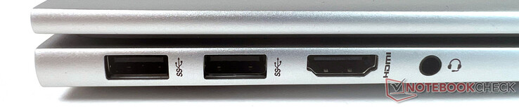 À gauche : 2 ports USB SuperSpeed Type-A 10 Gbit/s, 1 port HDMI 2.1, 1 port combiné casque/microphone