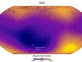 Représentation de l'anomalie de l'Atlantique Sud en 2025 (Source de l'image : Finlay, C.C. et al., 2025 ; recadré)