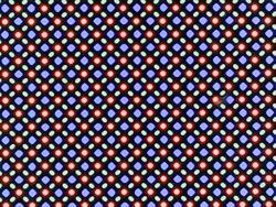 L'écran OLED est basé sur une matrice de sous-pixels RG/BG composée d'une LED rouge, d'une LED bleue et d'une LED verte.