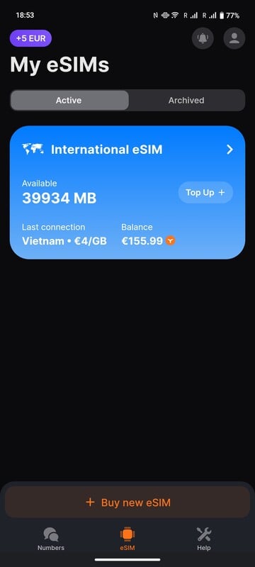 L'application affiche également votre solde de Ycoins sous forme de MB au prix du pays actuel.