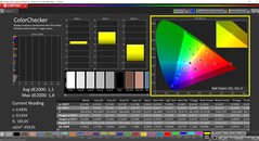 CalMAN Colorchecker (mode : P3, espace colorimétrique cible : P3)