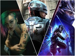Cyberpunk 2077, RoboCop : Rogue City, Ninja Gaiden 4 (de gauche à droite).