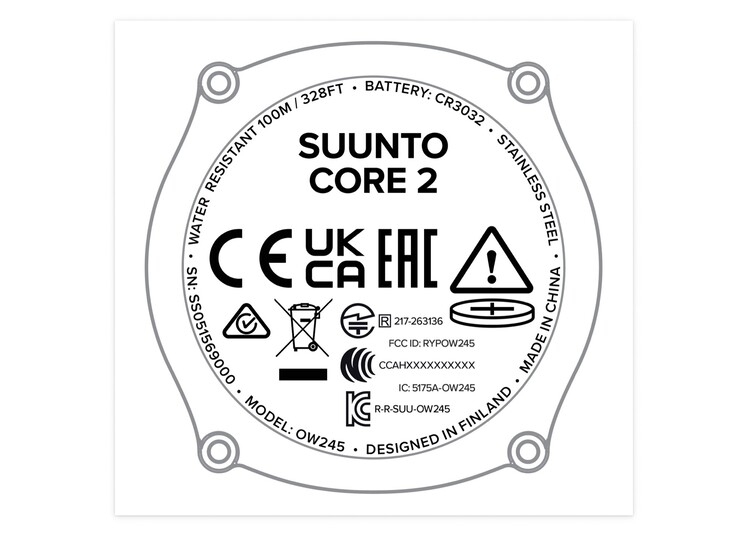La Suunto Core 2 n'est pas équipée d'un capteur de fréquence cardiaque ou de SpO2.