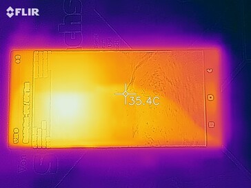 Galaxy Note 10+ - Relevé thermique au-dessus de l'appareil en cas de sollicitations soutenues.