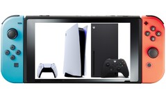Nintendo a enregistré des chiffres de vente impressionnants pour le Switch alors que l'approvisionnement en PS5 et XSX est problématique. (Source de l'image : Nintendo/Sony/Microsoft - édité)