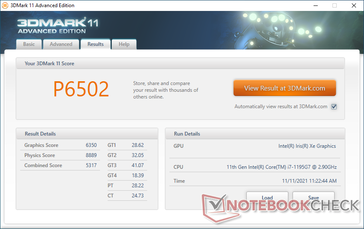 3DMark 11 avec le niveau de puissance "Up", plus performant. Notez l'augmentation drastique du score du GPU