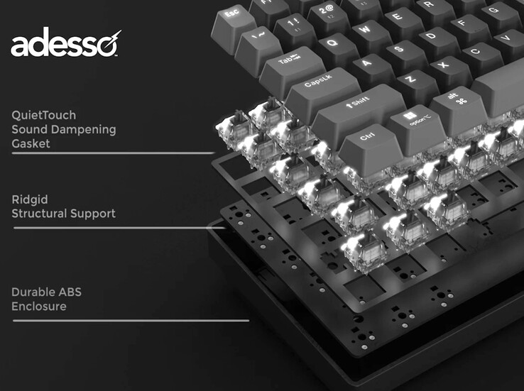 Les claviers Adesso EasyTouch utilisent des joints QuietTouch pour réduire davantage le bruit de la frappe. (Source de l'image : Adesso)
