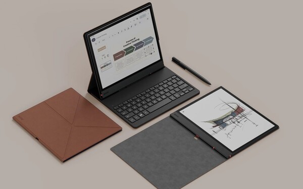 Le Boox Note Air5 C est livré avec un étui et un stylet gratuits, mais la housse de clavier doit être achetée séparément ou dans le cadre d'une offre groupée. (Source de l'image : Boox)