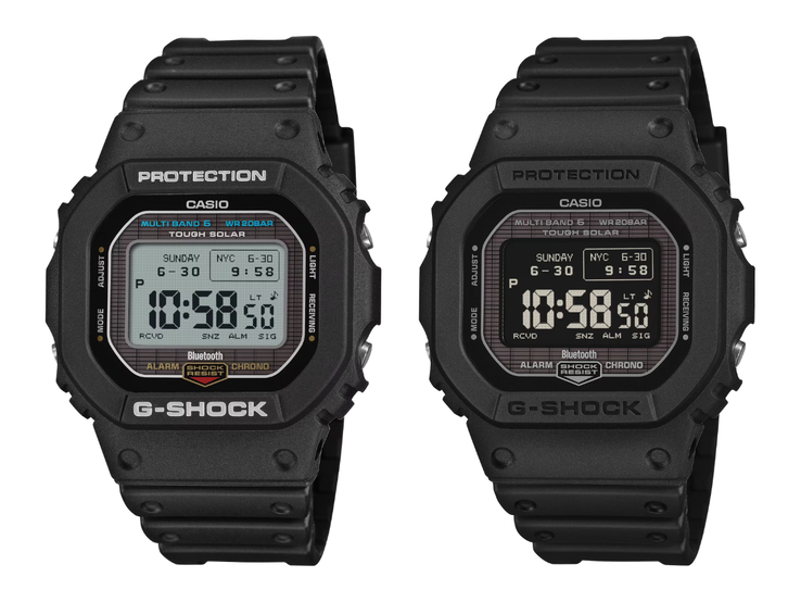 Les montres Casio G-Shock GW-BX5600-1 (à gauche) et GW-BX5600-1A1 (à droite). (Source de l'image : Casio, édité)