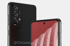 Il peut être difficile de distinguer le Galaxy A73 de son prédécesseur. (Image source : @OnLeaks & Zoutons)