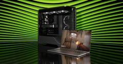 Nvidia a enfin présenté le GPU RTX 5050 pour les ordinateurs de bureau. Image promotionnelle montrant un ordinateur portable et un PC tour (source d&#039;image : Nvidia)