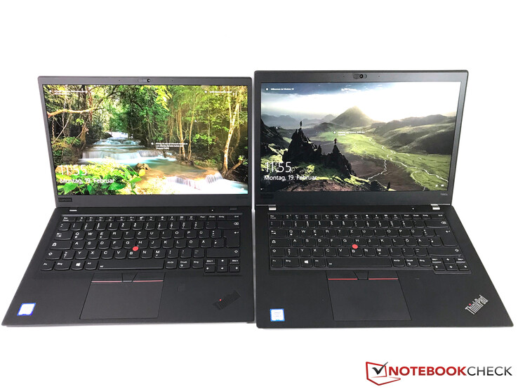 X1 Carbon 2018 HDR (gauche) face au T480s (à droite).