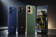 Le Poco M8x 5G est disponible dans les coloris bleu cobalt, noir et vert cuir.