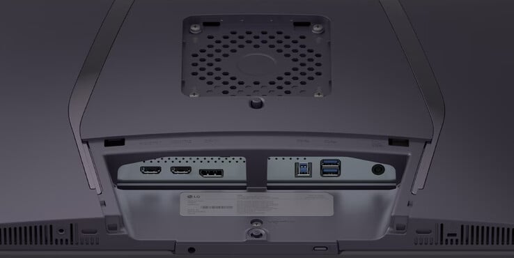 L'UltraGear OLED 32GX850A ne dispose pas d'un port USB Type-C intégré, mais d'un port USB Type-B à la place. (Source de l'image : LG)