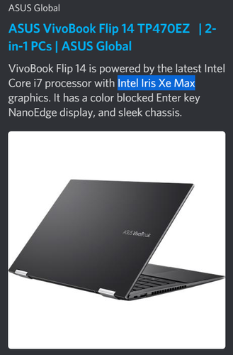 Seule la méta description de la page mentionne le nom du Xe dGPU. (Source de l'image : Asus)