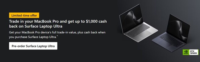 Microsoft vise Apple avec une offre de remboursement de 1 000 $ destinée aux propriétaires de MacBook Pro.