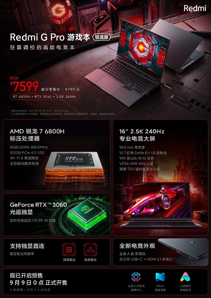 Les principaux avantages du nouveau RedmiBook G Pro Ryzen Edition. (Source : Redmi via Weibo)