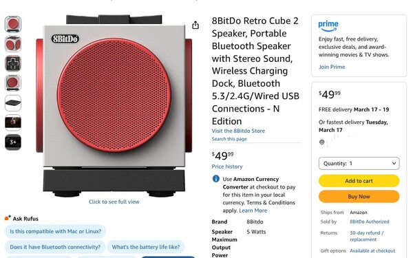 Le 8BitDo Retro Cube 2 Speaker - N Edition est désormais disponible sur Amazon.
