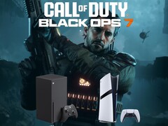 La bannière de Call of Duty : Black Ops 7 avec les consoles PS5 et Xbox (Source de l'image : capture d'écran, Call of Duty YouTube avec modifications)