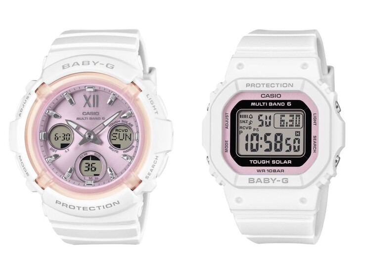 Les montres Casio Baby-G BGA-2800SP-7A1 (à gauche) et BGD-5650SP-7C (à droite)