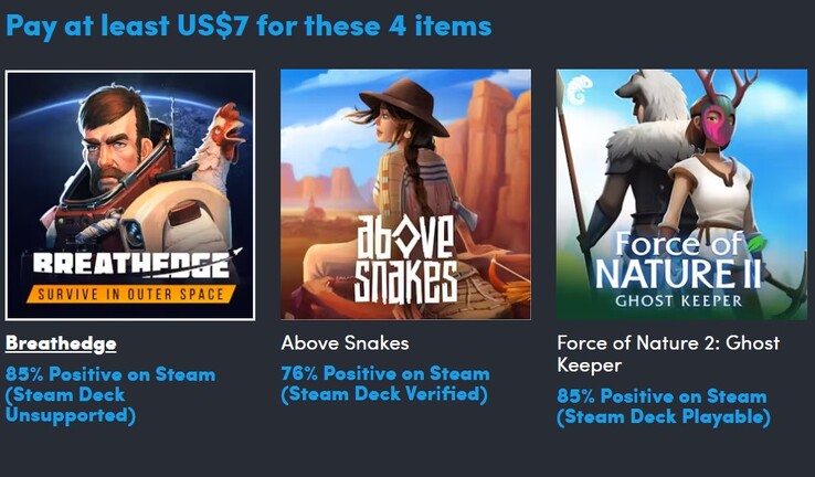Image décorative. En payant 7 $, vous obtenez 4 jeux (Source de l'image : Humble Bundle)