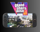 Logo GTA 6 au-dessus de la Switch 2 (Source de l'image : Rockstar Games, Nintendo of America avec modifications)