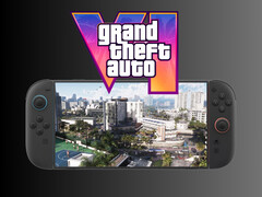 Logo GTA 6 au-dessus de la Switch 2 (Source de l'image : Rockstar Games, Nintendo of America avec modifications)