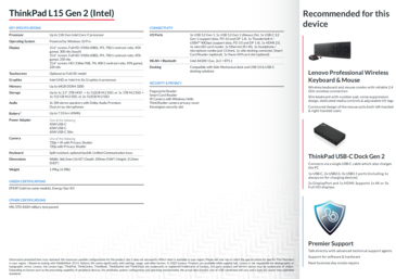Spécifications du ThinkPad L15 Gen 2 (Intel)