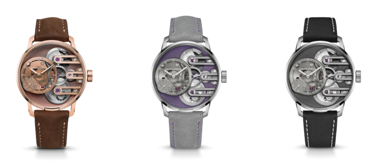 La montre Gravity Equal Force Ultimate se décline en trois variantes différentes, outre le modèle bleu récemment lancé. (Source de l'image : Armin Strom)
