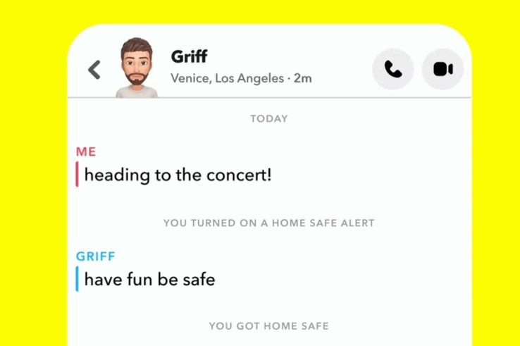 Exemple de la fonction Home Safe de Snapchat (Image Source : Snapchat)