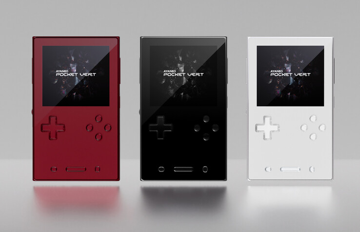 L'Ayaneo Pocket Vert dans ses finitions Lava Red, Midnight Black et Moon. (Source de l'image : Ayaneo)