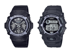 Les montres Fire Package 2025 de Casio, l'AWG-M100FP-1A2 (à gauche) et la GW-2320FP-1A2 (à droite). (Source de l'image : Casio)
