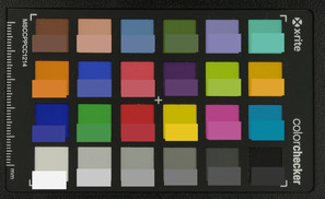 OnePlus 6T McLaren Edition - ColorChecker : la couleur de référence se situe dans la partie inférieure de chaque bloc.