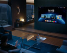 Le Mate TV Pro fonctionnant sous HarmonyOS et contrôlé par la télécommande conventionnelle de Huawei. (Source de l'image : Huawei)