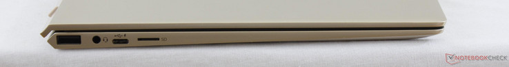Côté gauche : USB 3.0, combo audio 3,5 mm, USB C gen. 1, lecteur micro SD.