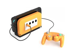 Le BattleDock de Retro Fighters avec une plaque frontale orange épicée. (Source de l'image : Retro Fighters/Kickstarter)