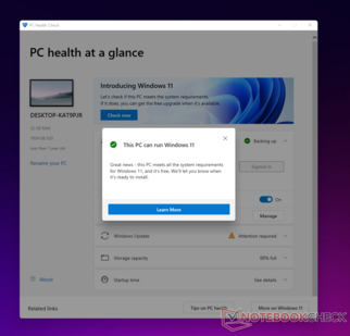 L'application PC Health Check de Microsoft ne fournit pas de détails sur les raisons pour lesquelles un PC peut ou ne peut pas exécuter Windows 11. (Image source : NotebookCheck)