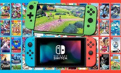 Le concept de la Nintendo Switch 2 (Pro) de ZONEofTECH au-dessus de la console Switch originale. (Image source : Nintendo/ZONEofTECH/Destructoid - édité)