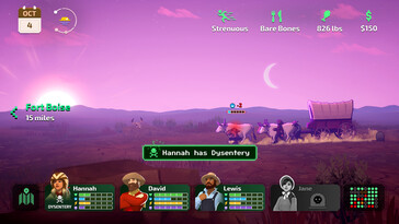 Une image représentant un chariot dans le jeu « The Oregon Trail ».