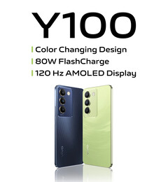 Vivo revient à son design changeant de couleur avec le lancement du Y100 4G. (Source de l'image : Vivo)